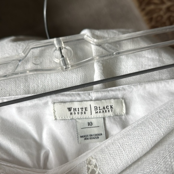 White house/black market Linen Maxi skirt Womens 10 lined Mermaid crochet Boho - Picture 8 of 10